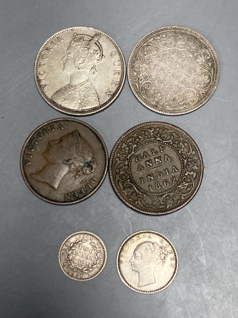 British India, Victoria coins, (6)